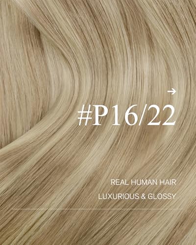Image of YoungSee Sew in Hair Extensions Real Human Hair Blonde Hair Extensions Weft Golden Blond Highlighted Light Blonde Full Head Sew in Bundles Human Hair 16 Inch 100g