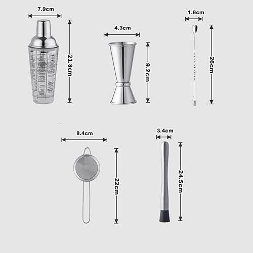 Miniatura 7 de Kit de camarero de cóctel, agitador de cóctel, vidrio de cóctel transparente, juego de mezclador kit de camarero