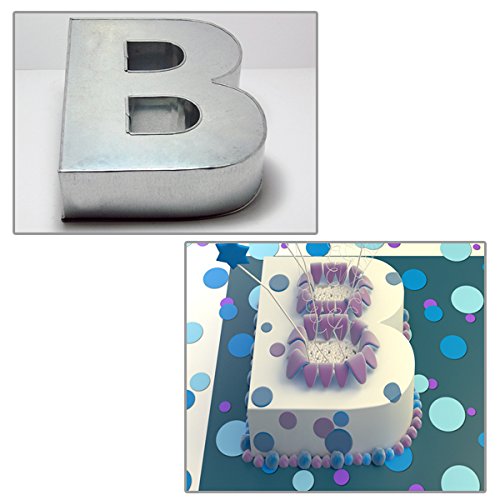 The Cakes World Silver 14” Alphabet Shape Cake Tin Mould Pan - Name The Cake – A To Z All Letters (B)