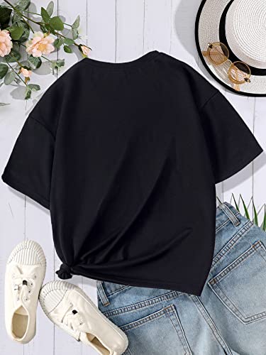 COZYEASE Girl's Letter Graphic Oversized T Shirts Drop Shoulder Short Sleeve Cute Shirts Loose Tee Summer Tops2