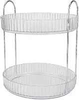 Organizador Giratório de Cosméticos, Design em Acrílico, Suporte para Produtos de Beleza Prateleira 2 Andares Rotativo de Penteadeira Banheiro Acrílico Porta Maquiagem (ORGANIZADOR GIRATORIO)