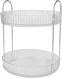 Organizador Giratório de Cosméticos, Design em Acrílico, Suporte para Produtos de Beleza Prateleira 2 Andares Rotativo de Penteadeira Banheiro Acrílico Porta Maquiagem (ORGANIZADOR GIRATORIO)