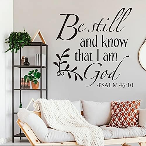 Be Still and Know That I am God Psalm 46:10 Wall Decal Christian Inspiring Bible Verse Quote Wall Stickers Vinyl Handwriting Art Letters Prayer Blessed Home Decor Wall Stickers