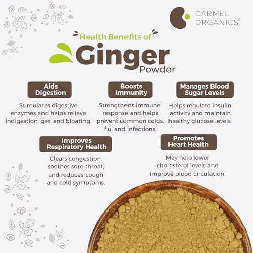 Image of CARMEL ORGANICS Ginger Dried Root Powder 340 Grams | Zingiber officinale, NON-GMO, No Added Preservatives, Sukku Podi, Dry Sonth /Adrak Powder