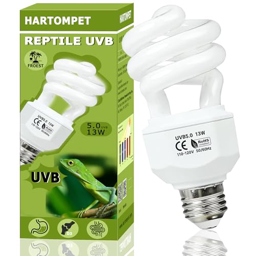 HARTOMPET UVB 5.0 Reptile Light13W, Compact Fluorescent Tropical Lamp, Coil UVB Bulb for Rainforest...