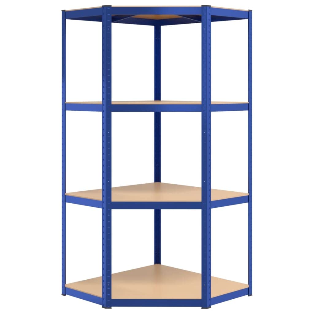 Étagère d'angle à 4 Niveaux Bleu Acier et Bois d'ingénierie,Entreprise & Industrie,Stockage Industriel,Étagères industrielles,12.77 kg-152852