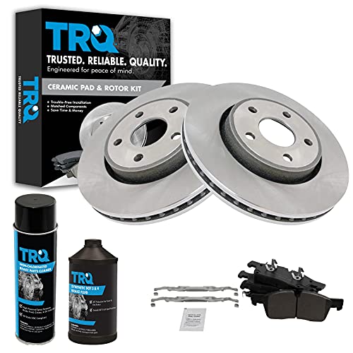 TRQ Front Brake Pad & Rotor Kit Brake Chemical Kit Brake Pads Brake Rotor Ceramic Compatible with 2012-2020 Dodge Durango Jeep Grand Cherokee