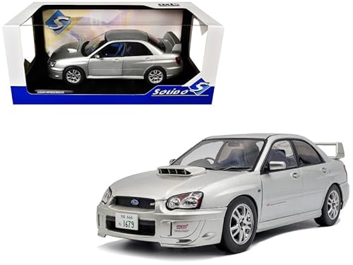 Diecast Model Car Compatible for 2004 Subaru Impreza WRX STI RHD (Right Hand Drive) Premium Silver Effect 1/18 Scale Solido S1812303