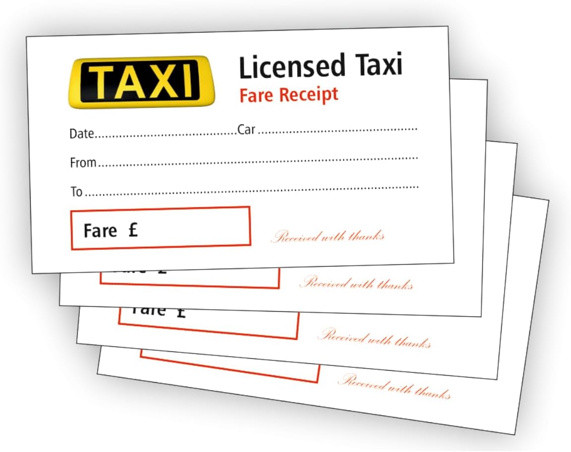 Taxi Fare Receipt Pads, Pack of 4