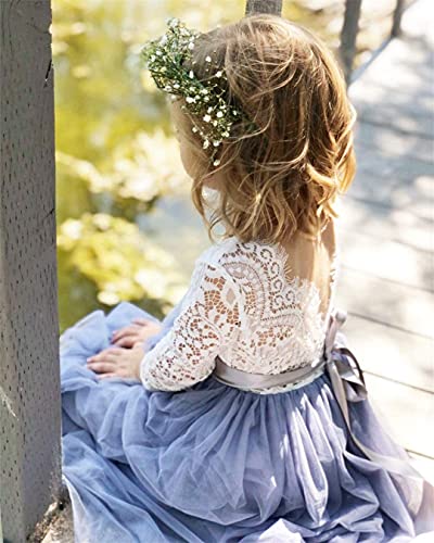 Image of Topmaker Flower Girl Dress for Toddler Baby Girls,Lace Tulle Dress for Wedding,Birthday Party,Photoshoot,Special Occasion