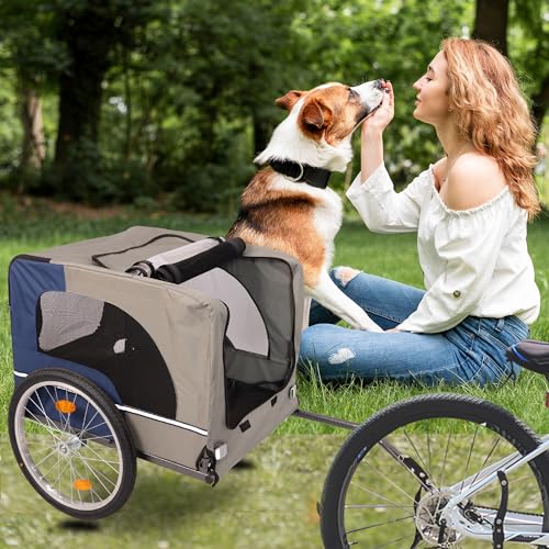 NicBex-Dog-Stroller-with-3-Entrances-Safety-Flag-8-Reflectors-Dog-Bike-Trailer-Folding-Pet-Carrier-Wagon-with-20-Inch-Wheels-Bicycle-Carrier-for-Medium-and-Small-Dogs-BlueGrey - Cucciolini Doodles   NicBex-Dog-Stroller-with-3-Entrances-Safety-Flag-8-Reflectors-Dog-Bike-Trailer-Folding-Pet-Carrier-Wagon-with-20-Inch-Wheels-Bicycle-Carrier-for-Medium-and-Small-Dogs-BlueGrey