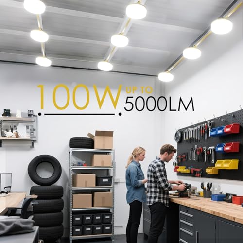 Image of LED Construction String Lights 100FT, 10000 LM, 5000K Daylight LED String Work Lights, 100W Temporary Lighting for Job Site Outdoor Indoor, IP65 Waterproof Temporary Construction Lights, ETL Listed