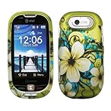 Green Hawaiian Flower Butterfly Design Rubberized Snap on Hard Cover Protector Faceplate Cell Phone Case for AT&T Pantech Ease P2020 2020