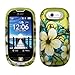 Green Hawaiian Flower Butterfly Design Rubberized Snap on Hard Cover Protector Faceplate Cell Phone Case for AT&T Pantech Ease P2020 2020 + LCD Screen Guard Film + Free Wrist Band