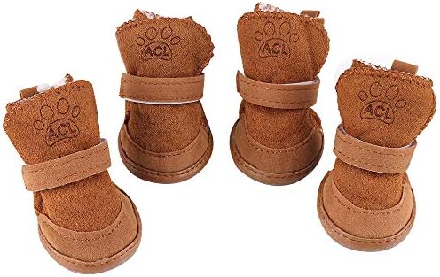 YILEGOU Dog Shoes Puppy Boots Snow Boots with Adjustable Straps Anti-Slip Sole Paw Protectors for Puppy Dog Cat 4 Pack (xs)