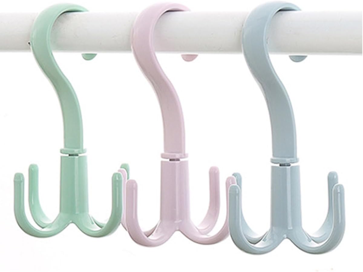 Closet Hanging Hooks,Rotatable Storage Organizer,Set of 4,Punch-Free Closet Hanger Holder for Home Dorm Apartment (Mixed Color)