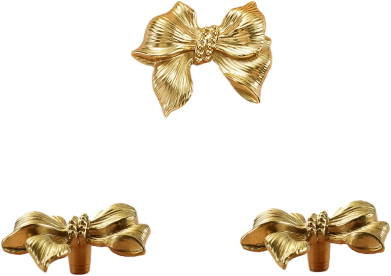 Modern Door Handles，Plastic Door Handle，Bifold Door Knobs 2Pack Brass Handle Hand Style Decorative Pure Copper Handle Flower Bow Wardrobe Door Drawer Handle Size