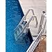 Vinyl Works Deluxe Versatile Adjustable 32 Inch in-Pool Step Ladder Entry System with Double Handrail for Above Ground Swimming Pools, White