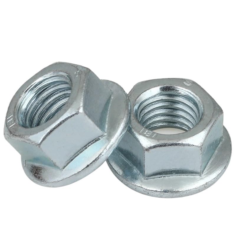 Flange Lock nut, Left Hand Thread Hex Flange Nut M4 M5 M6 M8 M10 M12 Carbon Steel Zinc Plated Lock Nut(M5x0.8 (30pcs))