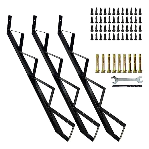 3 Packs Metal Stair Step Stringers, 4 Step Steel Riser Stringer for 34.7inch Height Deck(Matt Black)