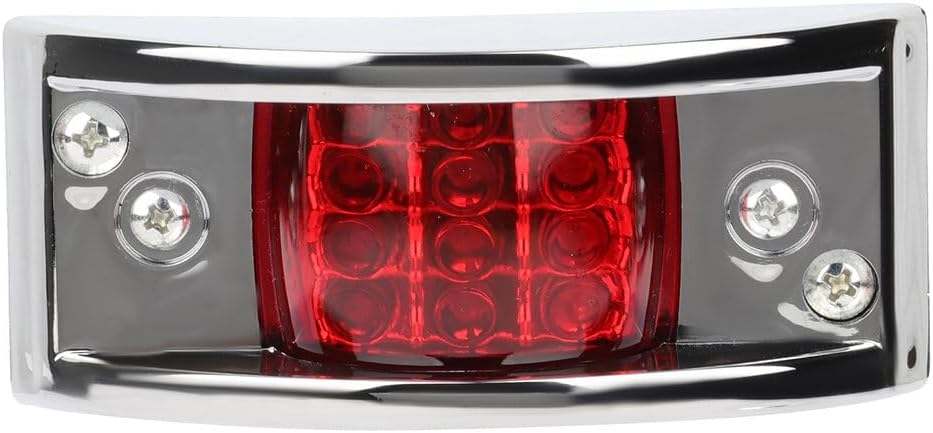 cciyu 4x Rectangular 12 Led Chrome Armored-style Trailer Side Marker Light LED Trailer Clearance Light Red Len Red Light Rectangle Led Trailer Clearance Lights Surface Mount Led Lights