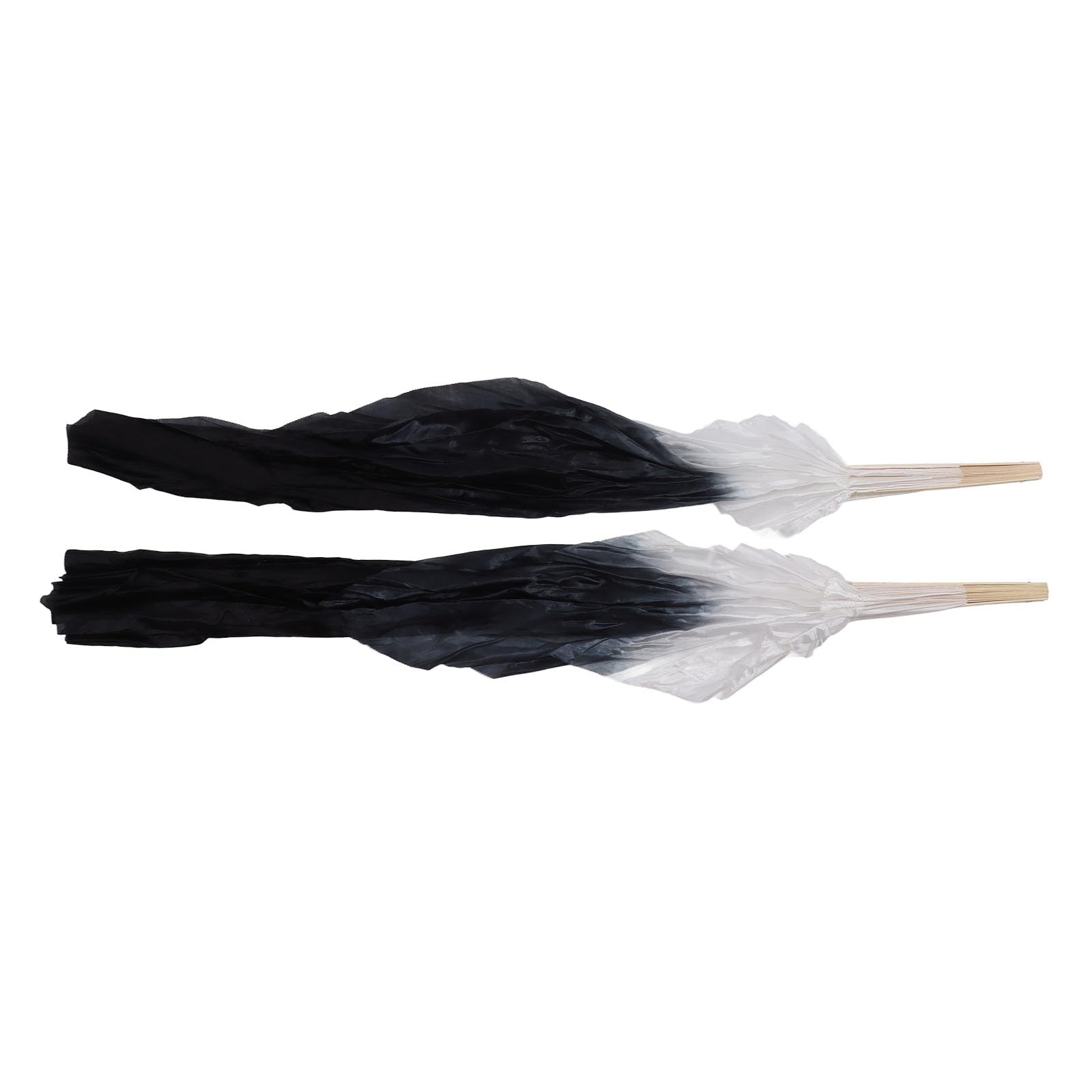 Abanicos para Danza del Vientre de 1,5M, Seda Sintética, Gris y Negro