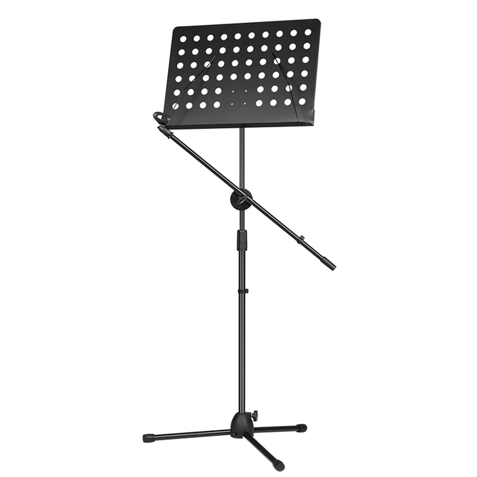 Atril LIU Partituras con Soporte De Micrófono, Ex Libris De Metal Desmontable Y Trípode Plegable, Altura Ajustable, para Interpretación De Instrumentos Orquestales, Negro