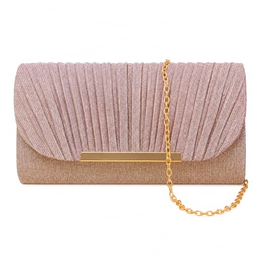 BORISCA Clutch Bags for Prom Shell-Textured Flap Evening Bags for Women