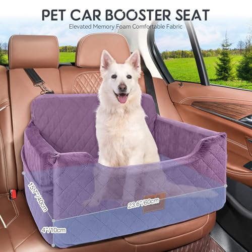 GL GLENSLAVE Hunde Autositz für mittlere/große Hunde, Hundesitz für Hunde unter 22Kg oder 2 kleine, Abnehmbarer und waschbarer Autositz für Haustiere, Große Hundeautositz(lila)