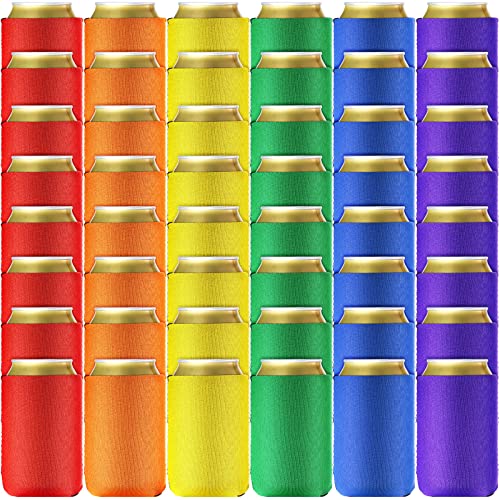 CHENGU 60 Packs Blank Can Cooler Sleeves Soda Neoprene Can Sleeve Drink Insulator Sleeve Collapsible for Parties, Events or Weddings (Multicolor)