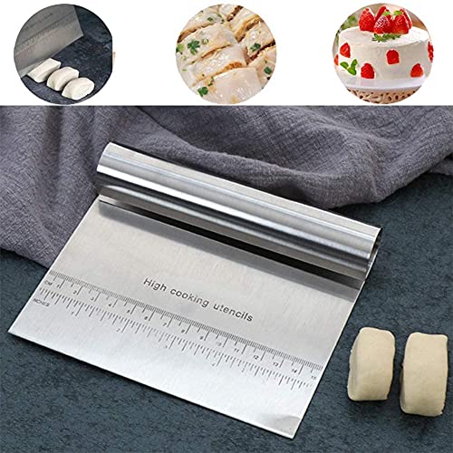 Image of RKPM HOMES Cake Scrapper Cutter Chopper Stainless Steel with Measuring Scale, Pizza Pastry Bread Dough Multipurpose Scraper Icing Fondant Decorating Smoothing Baking Tools