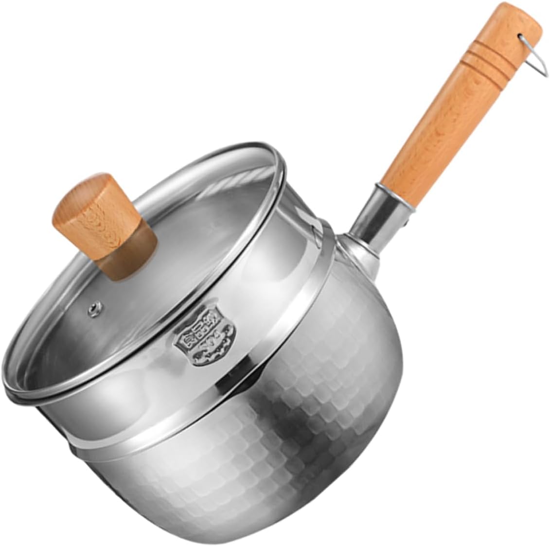 1 Set Kettle 430 Stainless Steel Heater Single Handle Fabric Double Layer Saucepan Enamel Metal Butter Glass Stainless Steel Soup Pannace Metal Sauce Pan, 18Cm