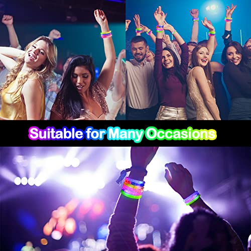 AUAUY 16 Stück LED Leuchtarmbänder Blinkende Armbänder in der Dunkelheit Party Zubehör Glowstick Armband, Beleuchtendes Spielzeug für Geburtstagsparty Geschenke, Armreif für Kinder Erwachsene