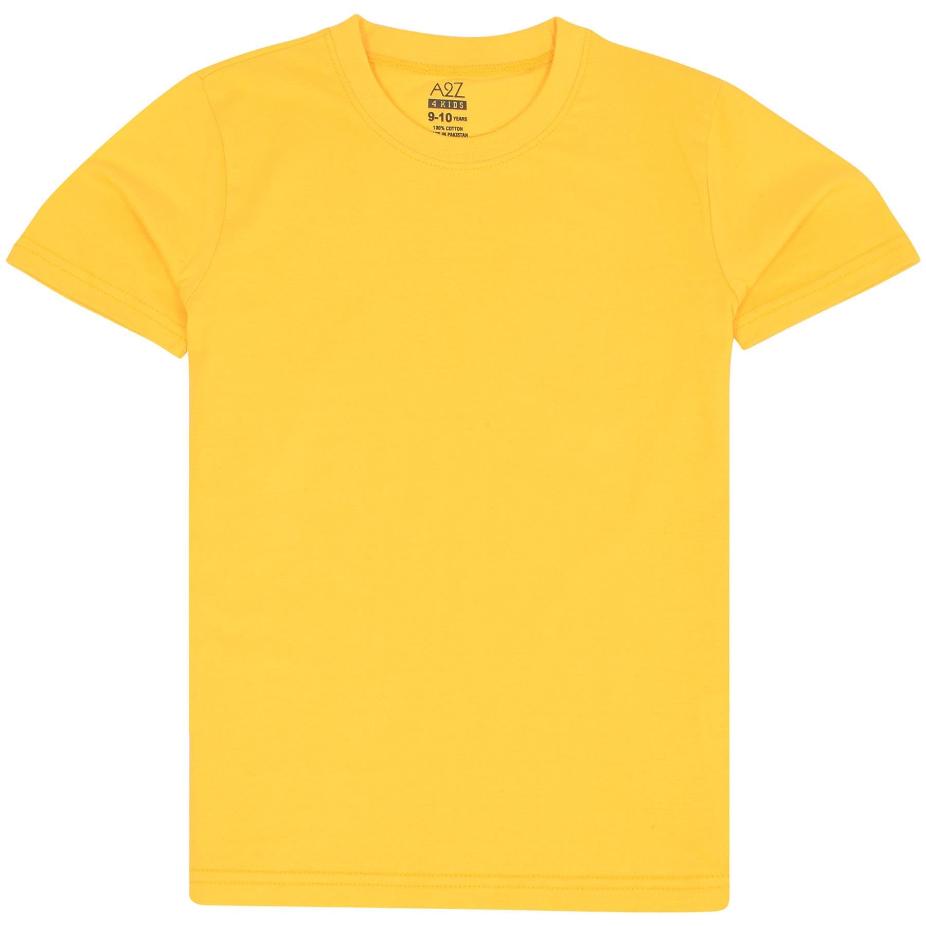 A2z 4 Kids Boys Yellow Cotton T-Shirt Plain - T Shirt Pl 11-12