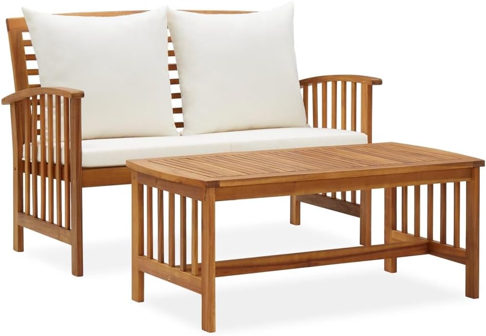 Sofa Patio Deals Balcony Furniture Patio decor2 Piece Patio Lounge Set with Cushions Solid Acacia WoodSuitable for Garden Patio, Living Room Bedroom