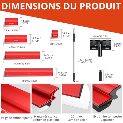 Couteau à enduire GETLITOOL avec manche d'extension 130cm réglable - 5