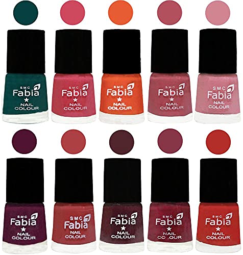 Image of ALL IN ONE (PACK OF 10), Long Lasting Glossy Nail Polish, 6 ml Each, All Vibrant Colours,02097