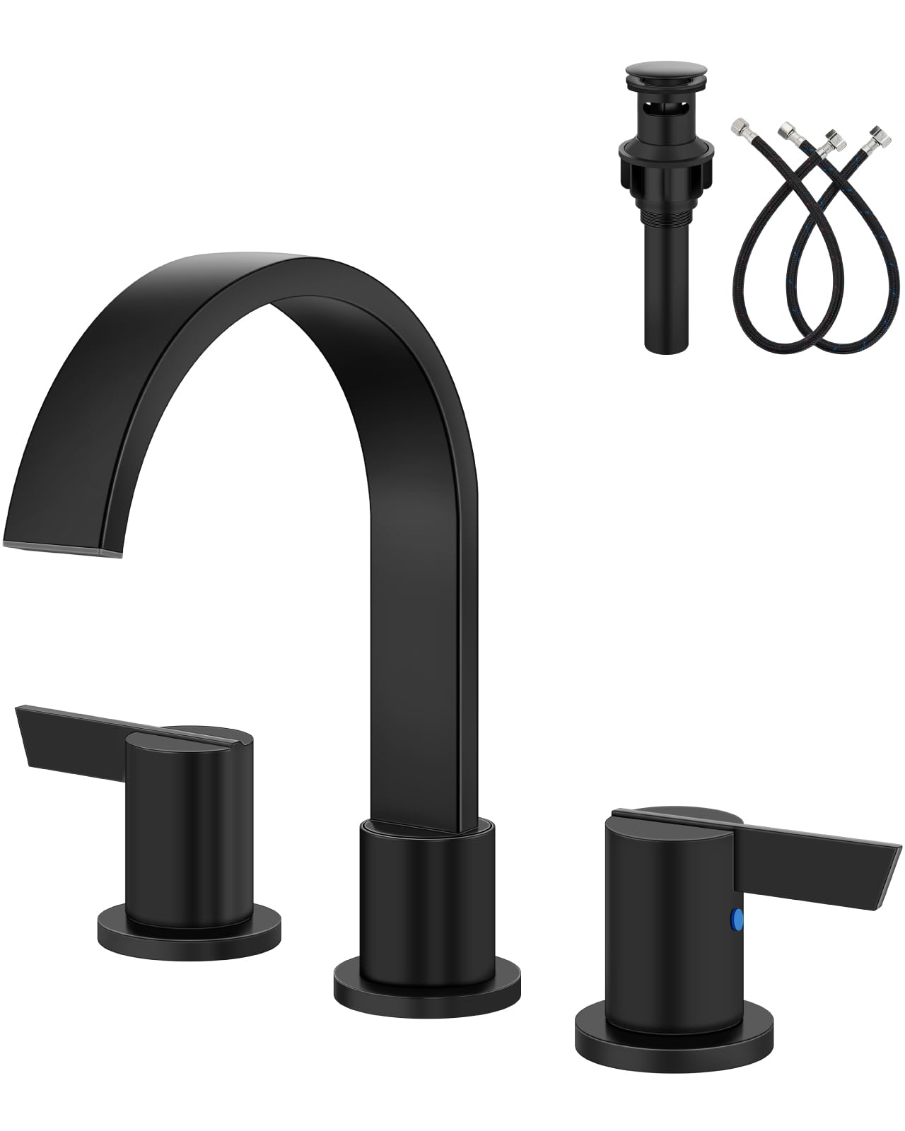 Aolemi Bathroom Faucets 3 Hole 8 Inch Widespread Waterfall Bathroom Sink Faucet 2 Handles Vanity Faucet with Pop-up