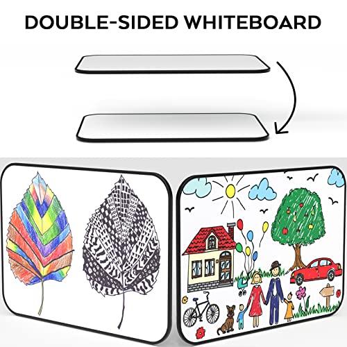 Nicpro Dry Erase Whiteboard A3, Magnetic Double Sided 12 x 16 White Board with Black Border, Including 8 Water-Based Pens and 1 Eraser for Kid Writing & Drawing, Student School, Cl image 2