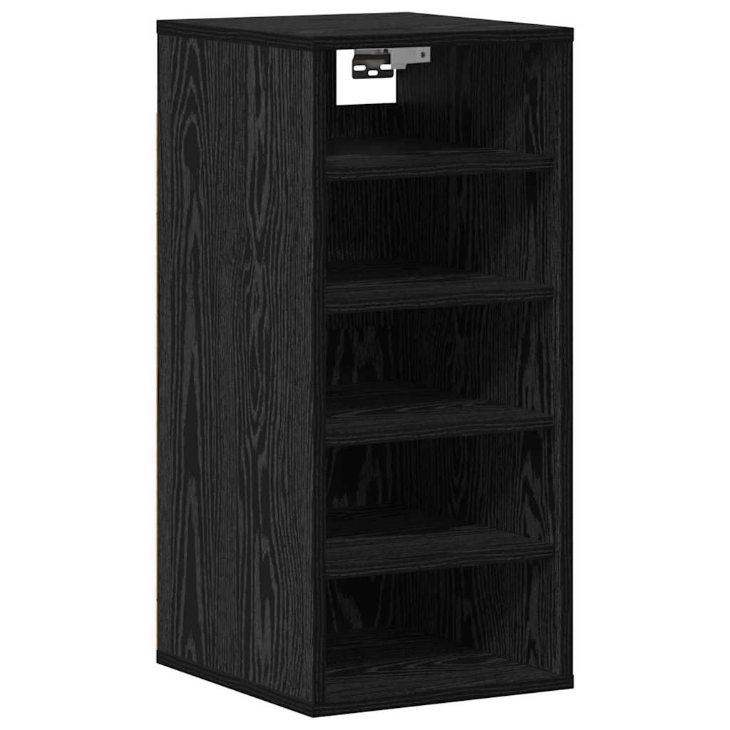 Set di 2 scarpiere nere effetto rovere, 32 x 35 x 70 cm, in legno, 10 scomparti, per riporre scarpe in corridoio, corridoio e camera da letto