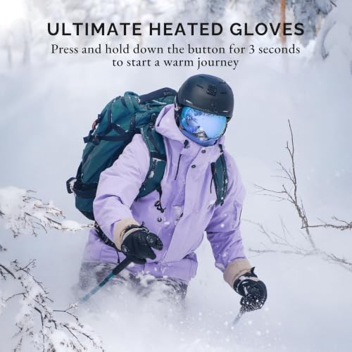 Image of SAVIOR HEAT Heated Gloves for Men Women 2.0, App Electric Rechargeable Ski Gloves with 3M Thinsulate, PD 20W Fast Charging & 12H Runtime, Waterproof Goatskin Skiing Motorcycle Outdoor