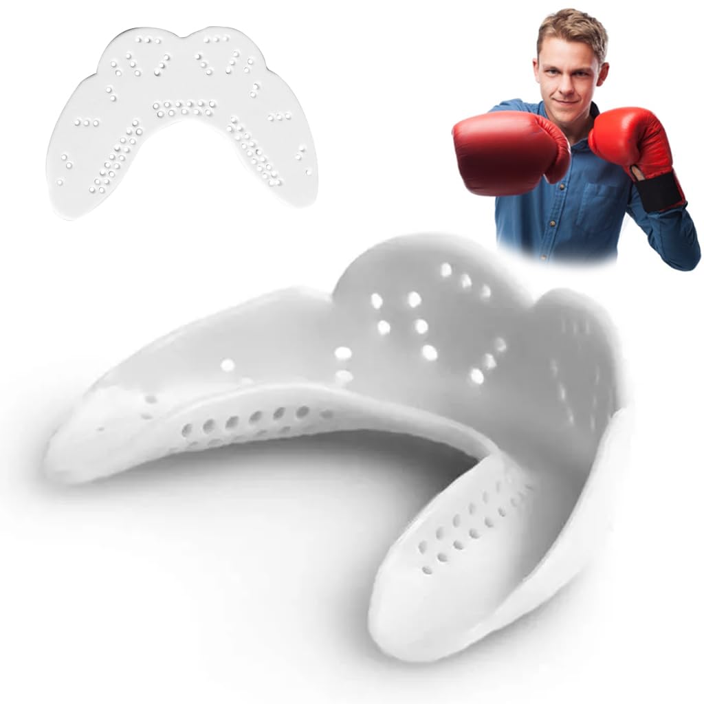 Proberos® Sports Mouth Guard, Boxing Mouthguard Medium Mouthguard Teeth Guard EVA Mouthguard 1.6mm Slim Mouthguard for Upper Teeth for Boxing Training One Size for Adult Teen Use, White