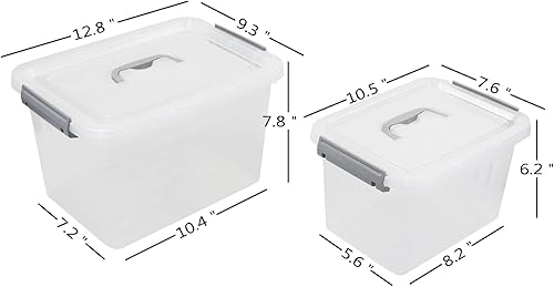 Miniatura 4 de Ggbin Caja de almacenamiento de 12 cuartos y 6 cuartos de galón con asa, 2 paquetes, transparente