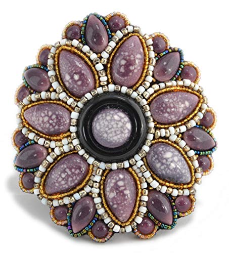 Bracelet grande fleur violette en porcelaine, perles artisanales d'exception