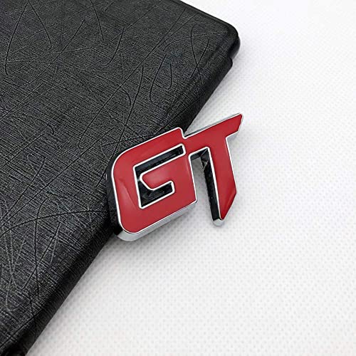 Image of Emblems for Car & Bike Metal Lo.go and Grill Me.tal Lo.go, Auto Accessories for Car Emblem 3D Badge Auto Racing Sport Sticker Grand Tourer Decal. (GT Chrome RED Logo)
