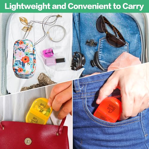 Image of Serfeymi Weekly Travel Pill Organizer 2 Times A Day AM PM Upgraded Rainbow Pill Box 7 Day with Portable Zipper PU Leather Pill Case, Medicine Organizer for Pills, Vitamins, Fish Oils - Floral 03