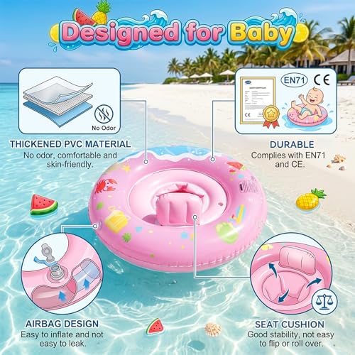 Anneau de natation bébé Qoosea gonflable avec auvent UPF50+ - 4