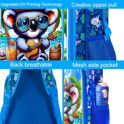 Image of 3Pcs Backpack for Boys, 16 inch Koala Kids Bookbag Set for Elementary Preschool Kindergarten, School Backpacks with Lunch Box(Blue)