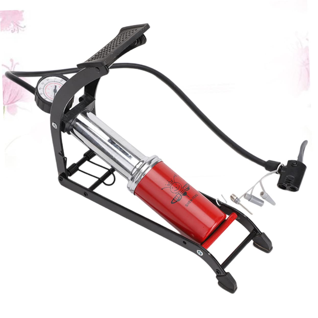 HOLIDYOYO Portable High Pressure Foot Pump Mini Inflator with Pressure Gauge for Bikes Cars and Balls Slip Pedal for Stability Durable Design for Use