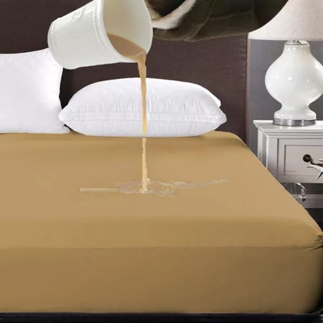 Sleep Matic Waterproof 72"x75" Fitted King Size Mattress Protector (Beige) (B07NK3YKRS) Amazon Price History, Amazon Price Tracker